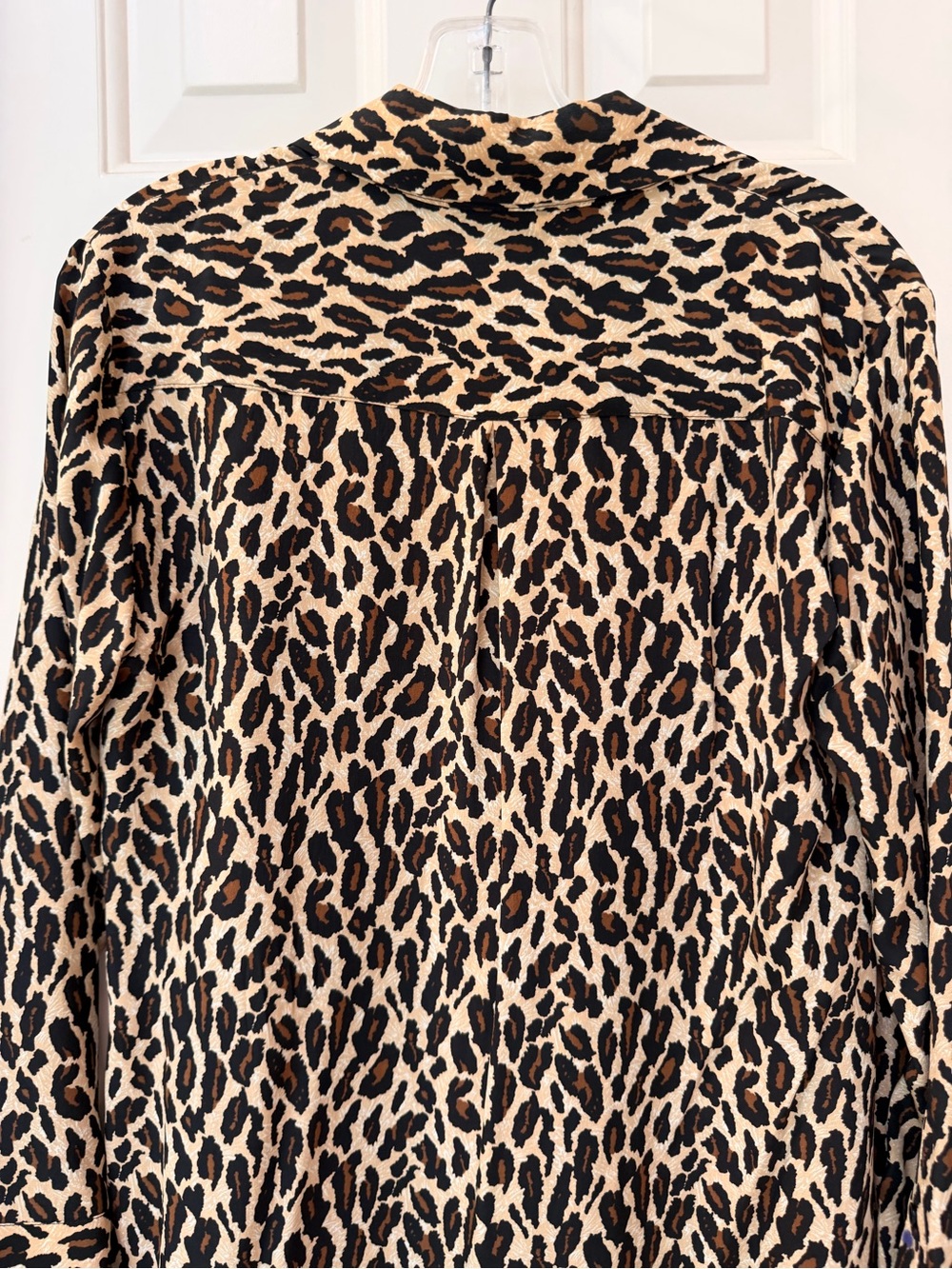 Nine West Silk Leopard Print Long Sleeve Dress, Black,Brown,Tan, Qtr Button Sz 4 - Picture 10 of 14